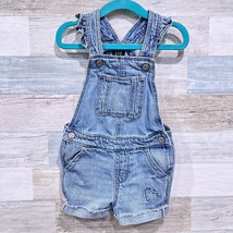 GAP Distressed Heart Ruffle Denim Overall Shortalls Toddler Girl 18M 24M - £19.70 GBP