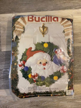 Bucilla - 83028 - Holly Jolly Santa 18&quot; Felt Wreath Kit - Sealed - VTG 1993 - $21.73