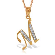 Initial &#39;M&#39; Pendant Diamond Necklace Galaxy Gold GG 14K Solid Rose Gold ... - $12,078.95 MXN