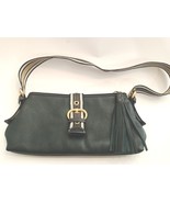 The Sak Black Leather Purse Handbag Gold Hardware Stripe Strap EUC Small... - $21.18