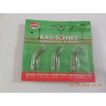 Model Power Rail Scenes N Scale Handcrafted Brass Lighted Lamp Post 3 Pk... - $9.99