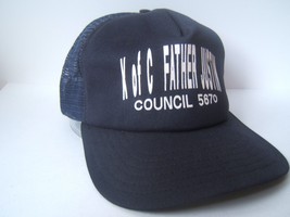 K of C Father Justin Council 5670 Hat Vintage Dark Snapback Trucker Cap Made USA - £18.42 GBP