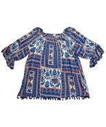 Cato Women&#39;s Tunic Blouse 3/4 Sleeve PomPom Trim Size 18/20W Boho Hippie... - $18.10 CAD
