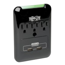 Tripp Lite 3 Outlet Portable Surge Protector Power Strip, Direct Plug in, 2 USB, - £43.91 GBP