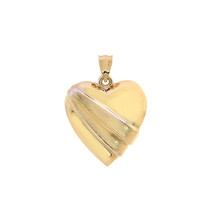 14k Yellow Gold Romantic Puffed Heart Charm - £108.82 GBP
