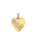 14k Yellow Gold Romantic Puffed Heart Charm - £108.22 GBP