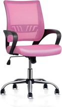 MoNiBloom Mesh Office Home Chair, Mid Back Ergonomic Rolling Swivel Chair, Pink - £79.14 GBP