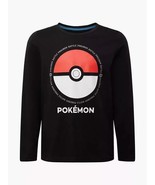 Pokémon Long Sleeve T-Shirt, Black Cotton Top with Poké Ball Design, 10-... - $20.04