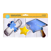 Graduation 3 Pc Black White Cookie Cutter Set Cap Diploma Star R&amp;M - $10.48