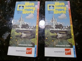 Lot 2 1974 Walt Disney World FALL/SUMMER Gaf Information Guide Souvenir Map - £14.04 GBP