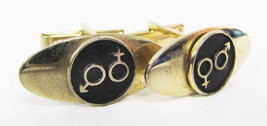 Funky Vintage Gender Symbol Gold Tone Cufflinks - £38.91 GBP