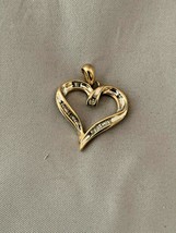 10k Yellow Gold Diamond Accented Open Heart  Pendant  - £115.99 GBP