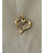 10k Yellow Gold Diamond Accented Open Heart  Pendant  - £116.03 GBP