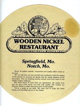 Wooden Nickel Restaurant Paper Menus Springfield &amp; Notch Missouri  - £31.46 GBP