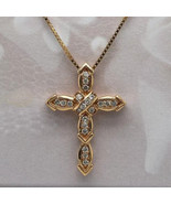 Women&#39;s 2.5Ct Round Cut Lab-Created Diamond Cross Pendant 14k Yellow Gol... - $138.41 CAD
