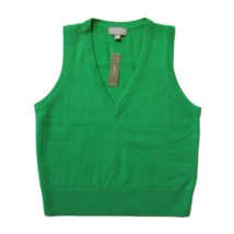 NWT J.Crew Cashmere V-neck Sweater-Vest in Vibrant Kelly Green Pullover Shell S - £64.82 GBP