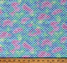 Cotton Mermaids Scales Fish Ocean Aquatic Kids Fabric Print by the Yard D476.59 - $12.95