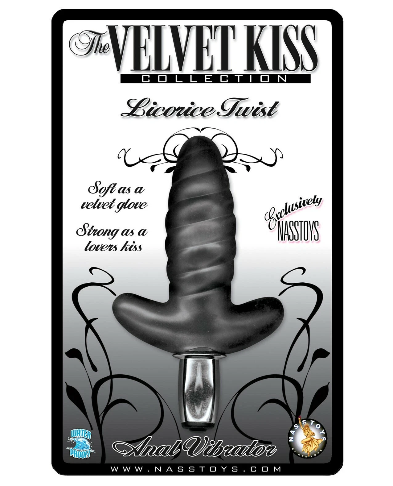 VELVET KISS LICORICE TWIST VIBRATING VAGINAL OR ANAL VIBRATOR - $16.98