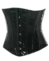 Waspie full steel whale fetish bustier heavy lacing black pvc vinyl - £35.47 GBP+