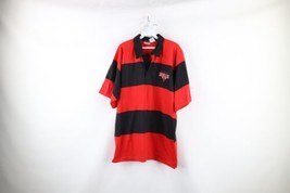 Vtg 90s Mens Large Striped Spell Out Chicago Bulls Basketball Rugby Polo Shirt - £46.47 GBP