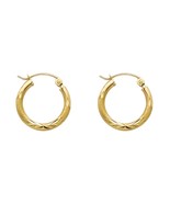 14K Yellow or White Gold Petite Diamond Cut Hoop Earrings - £73.46 GBP+