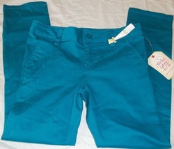 Girls Faded Glory Skinny Chino Pants Odes Sea Blue Size 5 New With Tags - £7.04 GBP