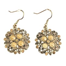 Premier Designs DayBreak Gold Tone &amp; Yellow Glass Dangle Earrings - $12.86
