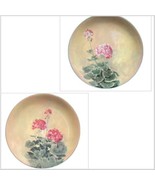 CAROL ROWAN 2-Assorted Dinner Plate Enesco Geranium Floral 10 5/8”D Cera... - £30.86 GBP