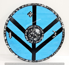 Medieval Wooden Viking Shield Round Shield For Wall Art Best Wooden Viking Warri - £142.24 GBP