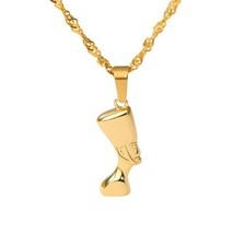 Queen Nefertiti Necklace for Women Stainless Steel Gold Chain Necklaces Pendant  - £19.93 GBP