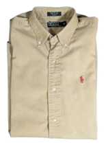 VTG 90s Polo Ralph Lauren Men Shirt Khaki Long Sleeve USA Button Up 18 Youth Red - £27.24 GBP