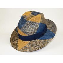 Men's Bruno Capelo Genuine Straw Fedora Hat Cubano CU403 Denim/Cognac image 4