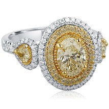 2.03 CT GIA Zertifiziert Oval Schwache Gelb Diamant Verlobungsring 18k W... - $79,508.78 MXN