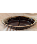 Vintage Pfaltzgraff Gourmet Brown Drip Stoneware #14 Divided Bowl Servin... - €11,00 EUR