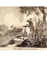 Battle Of Chickamunga 1881 President Garfield Wood Engraving Victorian D... - $55.13 CAD