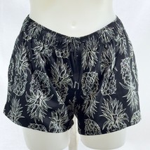 LAUREN JAMES Womens Short Shorts Black Pineapple Print Elastic Drawstring Size S - £11.36 GBP