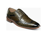 25537 Stacy Adams Leather Shoes Gennaro Wintip Ostrich Print Olive Green - $99.99