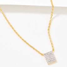 0.15CT Real Diamante Cuadrado Racimo Colgante con Cadena 14K Amarillo Oro Plata - £187.49 GBP