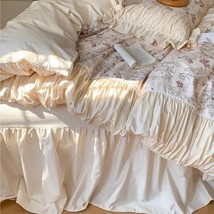 French Retro Style 100% Cotton Flower Pleated Ruffle Duvet Cover Set Bed... - $245.16+