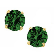 Round Cut Man Made Emerald 14k YG Sterling Silver May Basket Studs - $14.84+