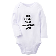 The Force That Awakens You Funny Romper Baby Bodysuit Newborn Kids Long Jumpsuit - £8.38 GBP