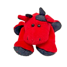 Vintage Stuffins Red Black Plush Mini Bull Stuffed Animal 5&quot; - £9.27 GBP