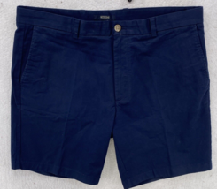 British Khaki Mens 38&quot; Shorts Dark Blue Flat Front Classic Fit Cotton 4 ... - $11.87
