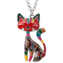 Bonsny Statement Maxi Enamel Cat Necklaces Jewelry  Pendants Choker Chain Collar - £13.25 GBP