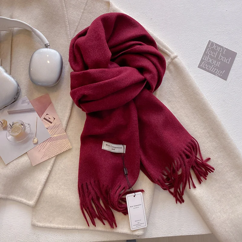 Luxury Women&#39;s Cashmere Wool Scarf: Warm Pashmina Shawl &amp; Wrap DFZ037-08 - $17.00