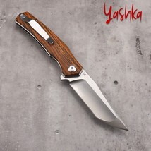 Pocket Knife D2 Steel Folding Blade Sandalwood Handle Minimalist Design ... - £28.95 GBP
