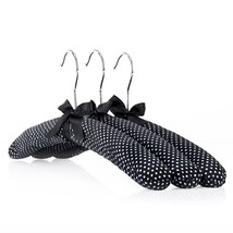 10 Black &amp; White Polka Dot Satin Padded Coat Hangers - 17Inch For Adult Clothes  - £45.54 GBP