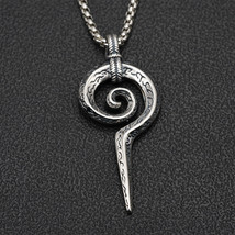 Mens Unisex Silver Mayan Totem Snake Scepter Pendant Punk Necklace Box Chain 24&quot; - £9.35 GBP