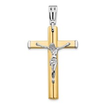14K Two Tone Polished Crucifix Cross Pendant - £549.94 GBP