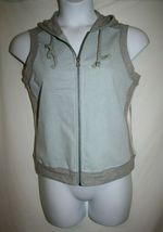 Gloria Vanderbilt Misses MEDIUM Denim Vest Light Blue Jean Full Zip Hood... - $10.40